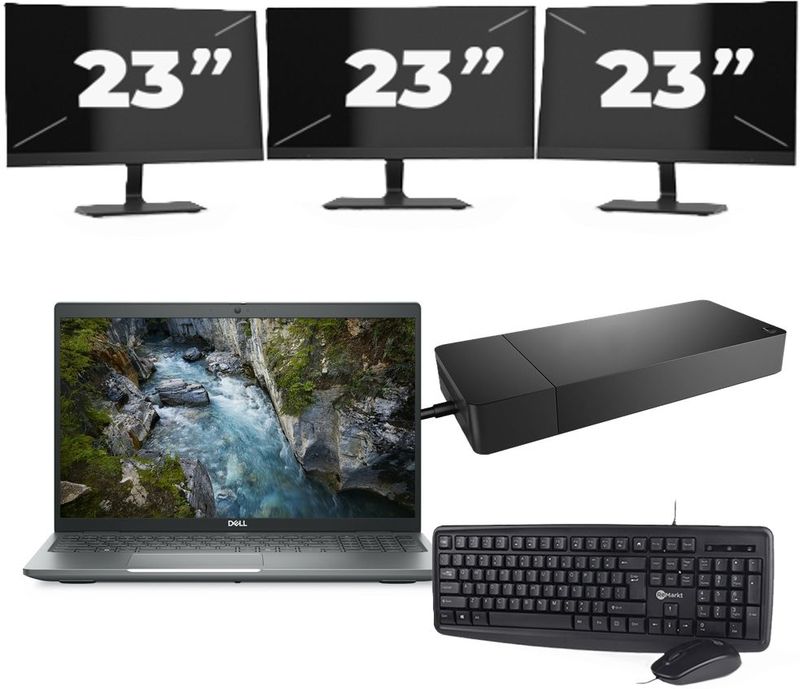 Dell Vostro 3591 - Intel Core i5-10e Generatie - 15 inch - 16GB RAM - 256GB SSD - Windows 11 Home + 3x 23 inch Monitor Nette Staat