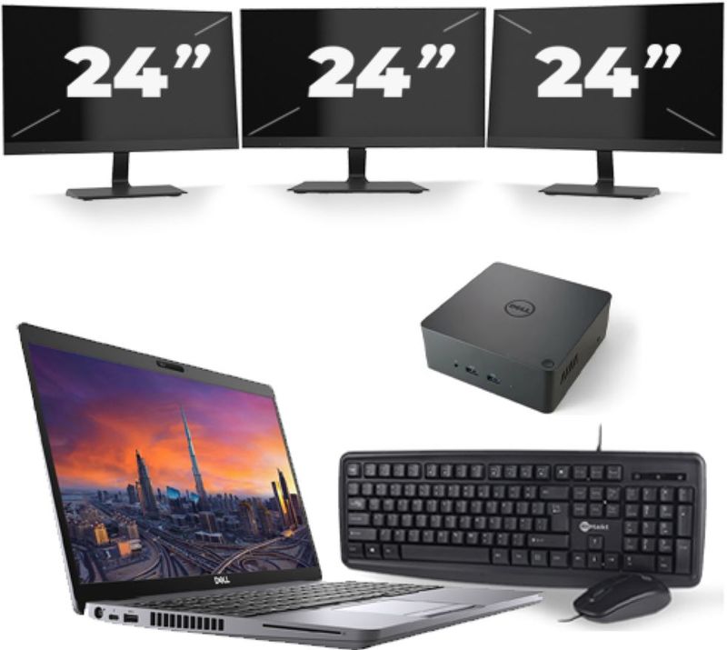 Dell Precision 3550 - Intel Core i7-10e Generatie - 15 inch - 16GB RAM - 256GB SSD - Windows 11 + 3x 24 inch Monitor Zichtbaar gebruikt