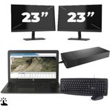 HP ZBook 15u G3 - Intel Core i7-6e Generatie - 15 inch - Touch - 16GB RAM - 256GB SSD - Windows 11 Home + 2x 23 inch Monitor Zichtbare schade
