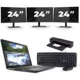 Dell Latitude 5500 - Intel Core i5-8e Generatie - 15 inch - 16GB RAM - 512GB SSD - Windows 11 + 3x 24 inch Monitor Zichtbaar gebruikt
