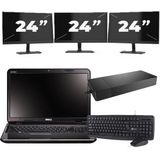Dell Inspiron N5110 - Intel Core i3-2e Generatie - 15 inch - 8GB RAM - 256GB SSD - Windows 10 Home + 3x 24 inch Monitor Zichtbaar gebruikt