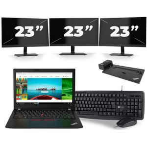 Lenovo Thinkpad A285 - AMD Ryzen 5 2500U - 12 inch - 8GB RAM - 256GB SSD - Windows 10 + 3x 23 inch Monitor Zichtbaar gebruikt