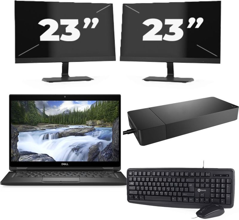 Dell XPS 13 7390 - Intel Core i5-10e Generatie - 13 inch - 16GB RAM - 256GB SSD - Windows 11 Home + 2x 23 inch Monitor Zichtbaar gebruikt
