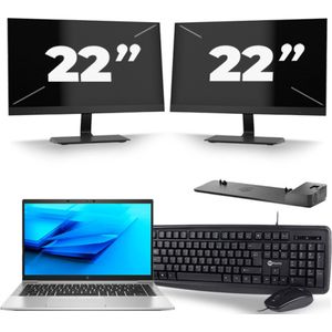HP EliteBook 840 G7 - Intel Core i7-10e Generatie - 14 inch - 16GB RAM - 256GB SSD - Windows 11 + 2x 22 inch Monitor Zichtbare schade