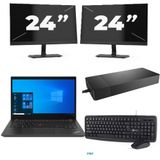 Lenovo ThinkPad T14s - Intel Core i7-10e Generatie - 14 inch - 16GB RAM - 256GB SSD - Windows 11 Home + 2x 24 inch Monitor Zichtbare schade