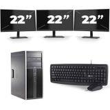 HP Compaq Elite 8300 Micro Tower - Intel Core i5-3e Generatie - 8GB RAM - 256GB SSD - Windows 10 + 3x 22 inch Monitor Nette Staat