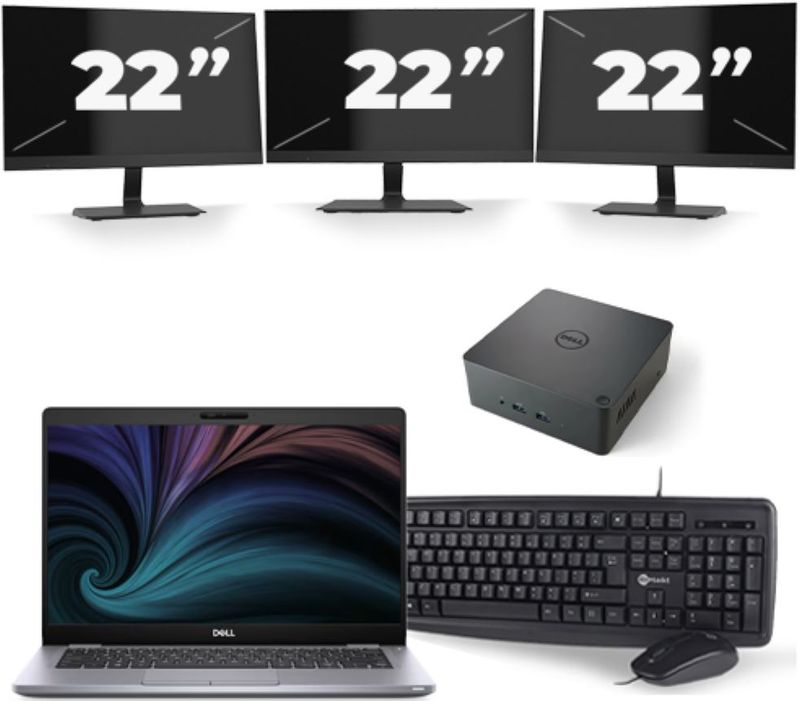Dell Latitude 5310 - Intel Core i7-10e Generatie - 13 inch - 16GB RAM - 256GB SSD - Windows 11 + 3x 22 inch Monitor Zichtbaar gebruikt