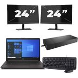 HP 240 G8 - Intel Core i3-10e Generatie - 14 inch - 16GB RAM - 256GB SSD - Windows 11 Home + 2x 24 inch Monitor Nette Staat