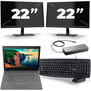 Lenovo V330-14IKB - Intel Core i5-8e Generatie - 14 inch - 16GB RAM - 256GB SSD - Windows 11 + 2x 22 inch Monitor Zichtbare schade