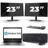 HP EliteBook Folio 1040 G3 - Intel Core i5-6e Generatie - 14 inch - 8GB RAM - 256GB SSD - Windows 11 + 2x 23 inch Monitor Nette Staat