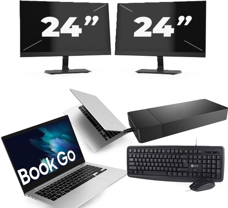 Microsoft Surface Go - Intel Core i5-10e Generatie - 10 inch - 8GB RAM - 64GB SSD - Windows 11 Home + 2x 24 inch Monitor Zichtbaar gebruikt