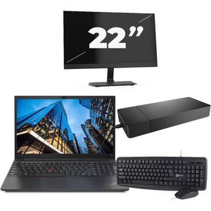 Lenovo E15 - Intel Core i3-10e Generatie - 15 inch - 16GB RAM - 256GB SSD - Windows 11 Home + 1x 22 inch Monitor Zichtbaar gebruikt