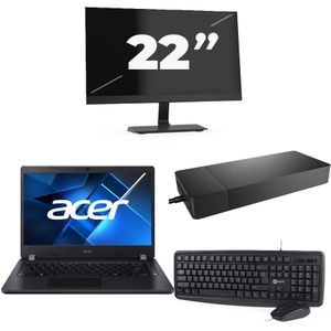 Acer TravelMate P214-53 - Intel Core i3-11e Generatie - 14 inch - 16GB RAM - 256GB SSD - Windows 11 Home + 1x 22 inch Monitor Nette Staat