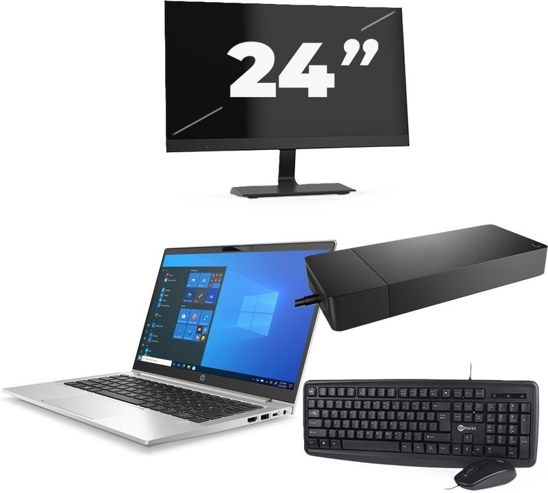 HP ProBook 430 G8 - Intel Core i5-11e Generatie - 13 inch - 16GB RAM - 256GB SSD - Windows 11 Home + 1x 24 inch Monitor Zichtbare schade
