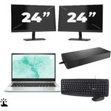 HP EliteBook 830 G8 - Intel Core i7-11e Generatie - 13 inch - Touch - 16GB RAM - 256GB SSD - Windows 11 Home + 2x 24 inch Monitor Zichtbaar gebruikt