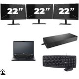 Fujitsu LIFEBOOK E5410 - Intel Core i3-10e Generatie - 14 inch - Touch - 16GB RAM - 256GB SSD - Windows 11 Home + 3x 22 inch Monitor Zichtbaar gebruikt