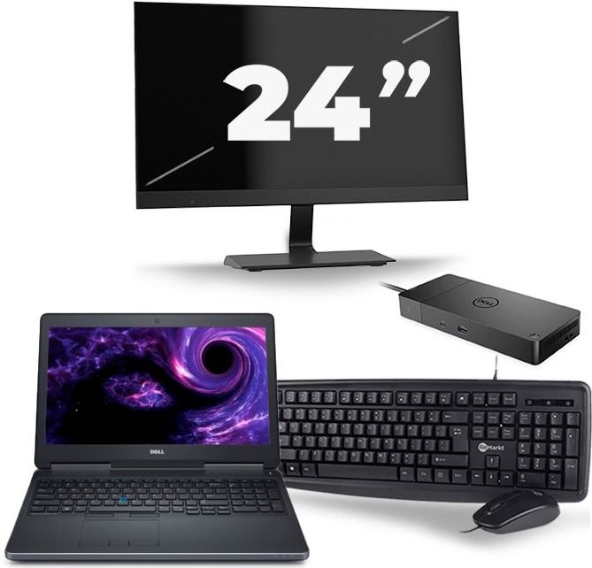 Dell Precision 7510 - Intel Core i5-6e Generatie - 15 inch - 8GB RAM - 512GB SSD - Windows 11 + 1x 24 inch Monitor Zichtbaar gebruikt