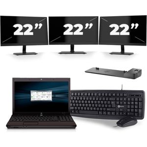 HP ProBook 4510s - Intel Celeron T3000 - 15 inch - 4GB RAM - 256GB SSD - Windows 10 Home + 3x 22 inch Monitor Zichtbare schade