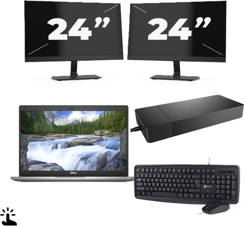 Dell Latitude 5320 - Intel Core i7-11e Generatie - 13 inch - Touch - 16GB RAM - 256GB SSD - Windows 11 Home + 2x 24 inch Monitor Nette Staat