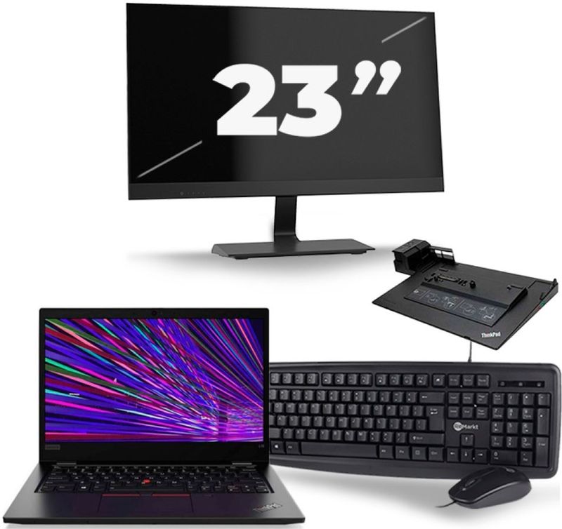 Lenovo ThinkPad L13 - Intel Core i3-10e Generatie - 13 inch - 4GB RAM - 256GB SSD - Windows 11 + 1x 23 inch Monitor Nette Staat