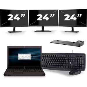 HP ProBook 4510s - Intel Celeron T3000 - 15 inch - 4GB RAM - 256GB SSD - Windows 10 Home + 3x 24 inch Monitor Zichtbare schade