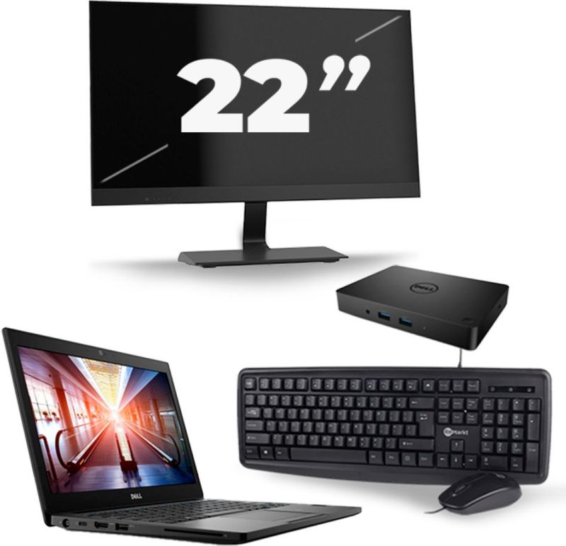 Dell Latitude 7290 - Intel Core i5-8e Generatie - 12 inch - 16GB RAM - 256GB SSD - Windows 11 + 1x 22 inch Monitor Zichtbaar gebruikt