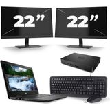 Dell Latitude 3490 - Intel Core i3-8e Generatie - 14 inch - 8GB RAM - 256GB SSD - Windows 11 + 2x 22 inch Monitor Zichtbaar gebruikt