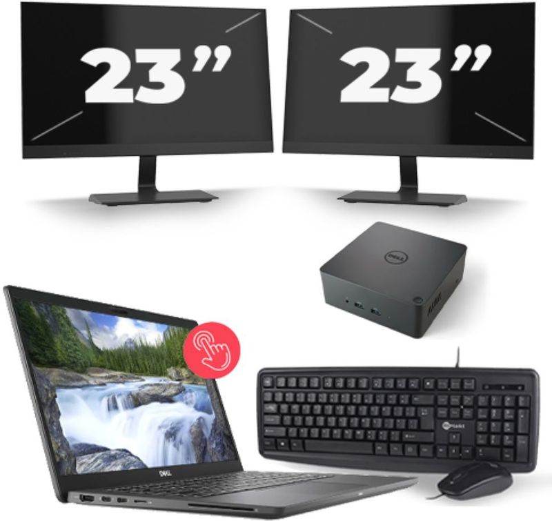 Dell Latitude 7310 - Intel Core i7-10e Generatie - 13 inch - 8GB RAM - 256GB SSD - Windows 11 + 2x 23 inch Monitor Zichtbaar gebruikt