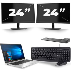 HP EliteBook 850 G7 - Intel Core i7-10e Generatie - 15 inch - 16GB RAM - 256GB SSD - Windows 11 + 2x 24 inch Monitor Zichtbare schade