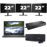 Dell Vostro 14 5401 - Intel Core i5-10e Generatie - 14 inch - 16GB RAM - 256GB SSD - Windows 11 Home + 3x 22 inch Monitor Nette Staat