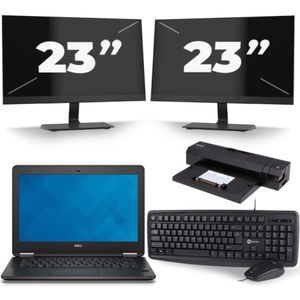 Dell Latitude E7240 - Intel Core i7-4e Generatie - 12 inch - 8GB RAM - 256GB SSD - Windows 11 + 2x 23 inch Monitor Zichtbaar gebruikt