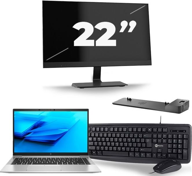 HP EliteBook 840 G7 - Intel Core i7-10e Generatie - 14 inch - 16GB RAM - 512GB SSD - Windows 11 + 1x 22 inch Monitor Nette Staat