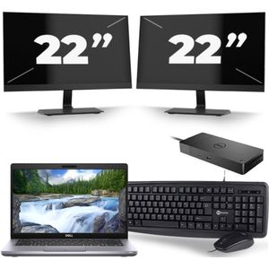 Dell Latitude 5411 - Intel Core i7-10e Generatie - 14 inch - 16GB RAM - 256GB SSD - Windows 11 + 2x 22 inch Monitor Zichtbaar gebruikt