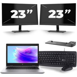 HP ProBook 640 G5 - Intel Core i5-8e Generatie - 14 inch - 16GB RAM - 256GB SSD - Windows 11 + 2x 23 inch Monitor Zichtbaar gebruikt