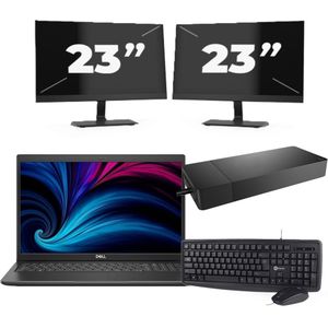 Dell Latitude 3520 - Intel Core i5-11e Generatie - 15 inch - 16GB RAM - 256GB SSD - Windows 11 Home + 2x 23 inch Monitor Zichtbaar gebruikt