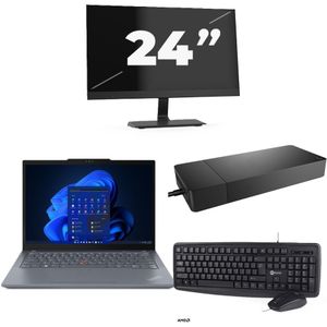 Lenovo ThinkPad X13 - AMD Ryzen 3 PRO 4450U - 13 inch - 8GB RAM - 256GB SSD - Windows 11 Home + 1x 24 inch Monitor Zichtbaar gebruikt