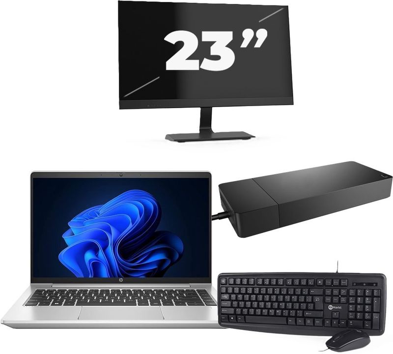 HP ProBook 440 G9 - Intel Core i3-12e Generatie - 14 inch - 16GB RAM - 256GB SSD - Windows 11 + 1x 23 inch Monitor Nette Staat