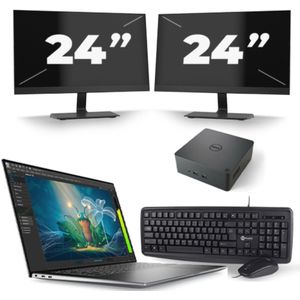 Dell Precision 5570 - Intel Core i7-12e Generatie - 15 inch - 16GB RAM - 256GB SSD - Windows 11 Home + 2x 24 inch Monitor Nette Staat