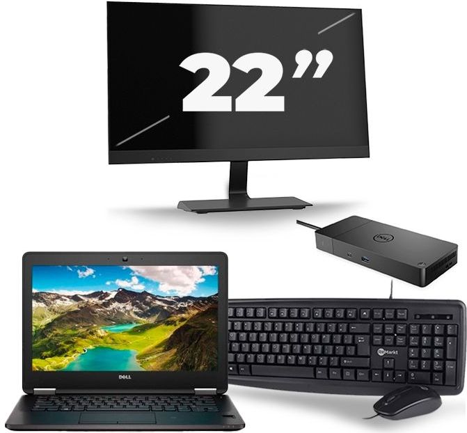 Dell Latitude E7270 - Intel Core i7-6e Generatie - 12 inch - 16GB RAM - 512GB SSD - Windows 11 + 1x 22 inch Monitor Nette Staat