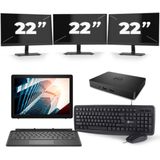 Dell Latitude 5285 - Intel Core i5-7e Generatie - 12 inch - 8GB RAM - 256GB SSD - Windows 11 + 3x 22 inch Monitor Zichtbaar gebruikt