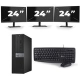Dell Optiplex 7040 Micro Tower - Intel Core i7-6e Generatie - 16GB RAM - 256GB SSD - Windows 11 + 3x 24 inch Monitor Nette Staat