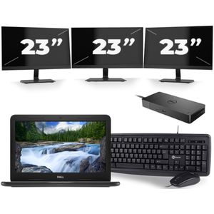 Dell Latitude 3300 - Intel Core i3-7e Generatie - 13 inch - 8GB RAM - 256GB SSD - Windows 11 + 3x 23 inch Monitor Zichtbaar gebruikt