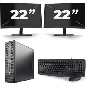 HP EliteDesk 800 G2 SFF - Intel Core i5-6e Generatie - 8GB RAM - 256GB SSD - Windows 11 + 2x 22 inch Monitor Zichtbare schade