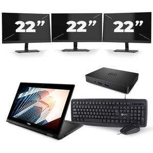 Dell Latitude 5289 - Intel Core i5-7e Generatie - 12 inch - 8GB RAM - 256GB SSD - Windows 11 + 3x 22 inch Monitor Nette Staat