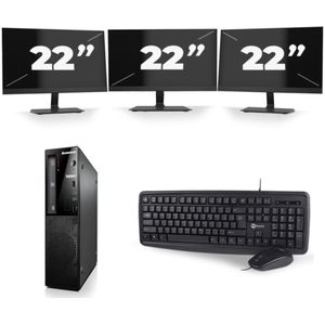 Lenovo ThinkCentre E73 SFF - Intel Core i5-4e Generatie - 8GB RAM - 256GB SSD - Windows 10 + 3x 22 inch Monitor Nette Staat