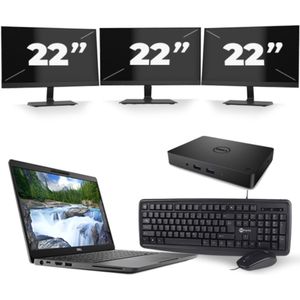 Dell Latitude 5300 - Intel Core i7-8e Generatie - 13 inch - 16GB RAM - 256GB SSD - Windows 11 + 3x 22 inch Monitor Zichtbare schade
