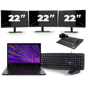 Lenovo ThinkPad L13 - Intel Core i3-10e Generatie - 13 inch - 8GB RAM - 256GB SSD - Windows 11 Home + 3x 22 inch Monitor Zichtbaar gebruikt