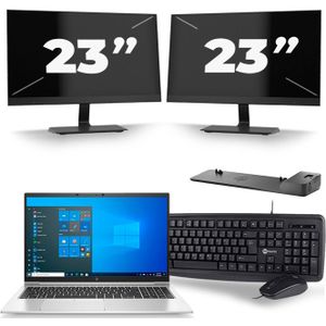 HP EliteBook 850 G8 - Intel Core i5-11e Generatie - 15 inch - 16GB RAM - 256GB SSD - Windows 11 + 2x 23 inch Monitor Zichtbare schade