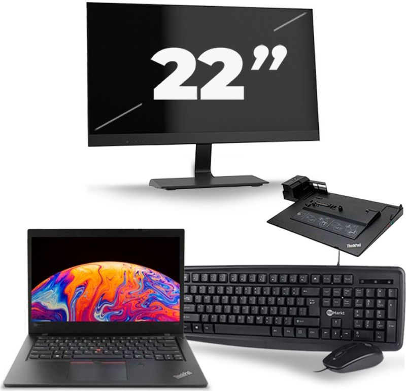 Lenovo ThinkPad L480 - Intel Core i5-8e Generatie - 14 inch - 16GB RAM - 256GB SSD - Windows 11 + 1x 22 inch Monitor Nette Staat