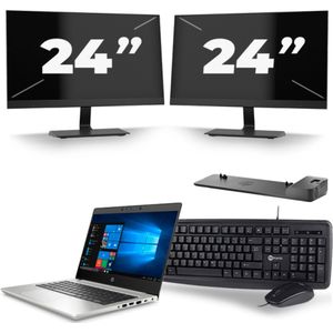 HP ProBook 430 G7 - Intel Core i5-10e Generatie - 13 inch - 16GB RAM - 256GB SSD - Windows 11 + 2x 24 inch Monitor Zichtbare schade